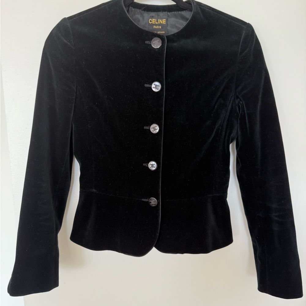 Celine Classic Black Velvet Blazer